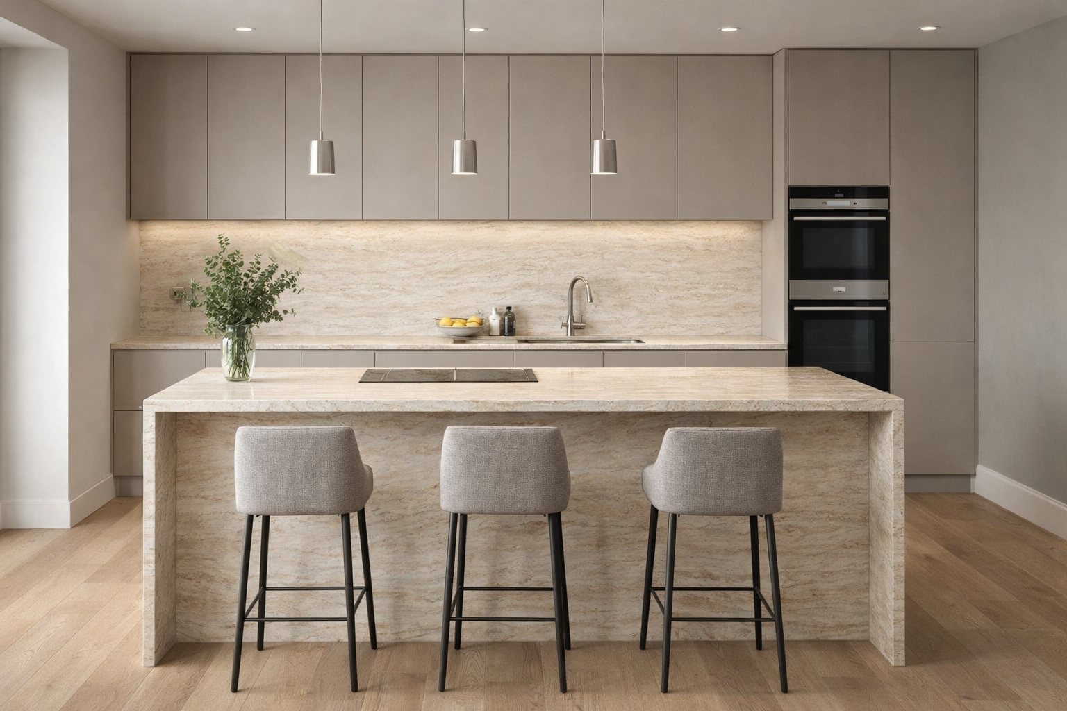 Beige Travertine Kitchen